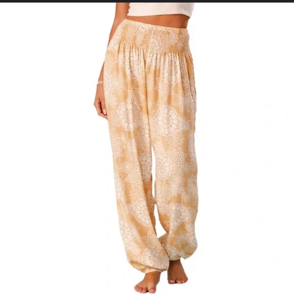 Lotus Luna St Havana Harem Pants Peach Floral Boho Yoga - Small/Medium Bohemian